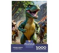 Dinosaur 1000 Pc Thickened Paper Cartoon T-Rex Puzzle Grown-Ups Relaxation Hobby Easy Store Engaging Teaser 52x38cm/1000pcs