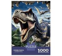 Dinosaur 1000 Pc Thickened Paper Jigsaw T-Rex Breaking WallPuzzle Grown-Ups Easy Store Relaxation Hobby Engaging Brain Teaser 52x38cm/1000pcs