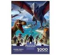 Dinosaur 1000 Pc Thickened Paper Pterosaur & Humans Puzzle Grown-Ups Relaxation Hobby Easy Store Engaging Brain Teaser 52x38cm/1000pcs