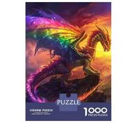 Dinosaur 1000 Pc Thickened Paper Rainbow Cosmic Dragon Puzzle Grown-Ups Relaxation Hobby Easy Store Engaging Brain Teaser 52x38cm/1000pcs