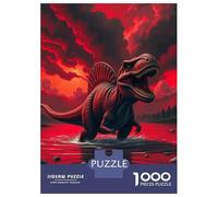 Dinosaur 1000 Pc Thickened Paper T-Rex in Red Water Puzzle Grown-Ups Relaxation Hobby Easy Store Engaging Teaser 70x50cm/1000pcs