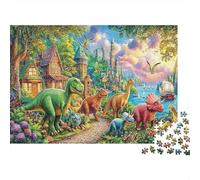 Dinosaur 1000 Pcs Eco-friendly Cardboard Dino Castle Premium Jigsaw Puzzle Adult Jigsaws Stress Relief for Valentine's Day Gift Thoughtful Gift Idea 38x26cm/1000pcs