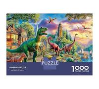 Dinosaur 1000 Piece Dust-Free Paper Surface Dinosaurs Ancient City Puzzle Game for Senior Citizens Decompression Office Break Relaxation Housewarming 52x38cm/1000pcs
