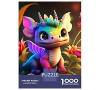 Dinosaur 1000 Piece Eco-Friendly Rainbow Dragon Flowers Puzzle Adult Hobbyists Portable Mind Decompression Fun Entertainment 52x38cm/1000pcs