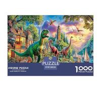 Dinosaur 1000 Piece Educational Game: Dinosaurs Close to Castle for Adults Teens Premium 100% Recycled Board 38x26cm/1000pcs