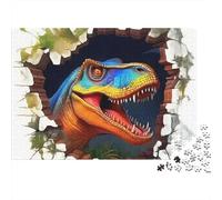 Dinosaur 1000 Piece Jigsaw Puzzle Paper for Adults 3D Wall Art Effect Prehistoric Scene Stress Relief Focus Home Decor 38x26cm/1000pcs