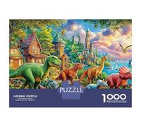 Dinosaur 1000 Piece Jigsaw Puzzles Dinosaurs near Castle for Adults Educational Game Home Decoration Difficult Challenging Male And Female Birthday 70x50cm/1000pcs Gifts