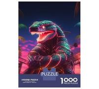 Dinosaur 1000 Piece Thickened Jigsaw Neon Cosmic T-Rex Puzzle Grown-Ups Easy Store Relaxation Hobby Engaging Brain Teaser 38x26cm/1000pcs