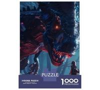 Dinosaur 1000 Piece Thickened Paper Dark Dino Battle Puzzle Grown-Ups Relaxation Hobby Easy to Store Engaging Teaser 70x50cm/1000pcs