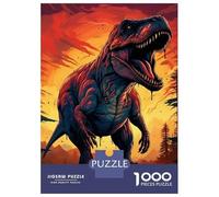 Dinosaur 1000 Piece Thickened Paper Fiery T-Rex Puzzle Grown-Ups Relaxation Hobby Easy to Store Engaging Teaser 70x50cm/1000pcs