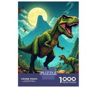 Dinosaur 1000 Pieces Recycled Dino Under Moon Puzzle Stressful Workers Anxiety Relief Home Wall Art 52x38cm/1000pcs