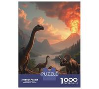 Dinosaur 1000 Pieces Recycled Dinos by Volcano Puzzle Stressful Workers Anxiety Relief Home Wall Art 38x26cm/1000pcs