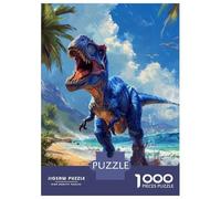 Dinosaur 1000 Pieces Recycled Jigsaw Blue Dino Beach Puzzle Stressful Workers Anxiety Relief Home Wall Art Cognitive Training 70x50cm/1000pcs