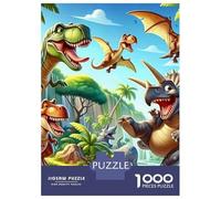Dinosaur 1000 Pieces Sturdy Paper Jungle Dino Group Puzzle Parent-Child Families Home Leisure Unique Artwork Design 52x38cm/1000pcs