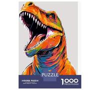 Dinosaur 1000 Pieces Thickened Jigsaw Graffiti T-Rex Puzzle Grown-Ups Easy Store Relaxation Hobby Teaser 70x50cm/1000pcs