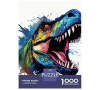 Dinosaur 1000 Pieces Thickened Paper Colorful Graffiti T-Rex Puzzle Grown-Ups Easy Store Relaxation Hobby Engaging Teaser 38x26cm/1000pcs