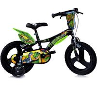 Dino Dinosaur Boys Bicycle 16" With Stabilisers - Black/Green
