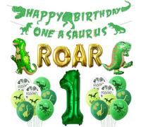 Dinosaur 1st Birthday Decorations, Banner, Dino Roar Balloons, First Birthday Decorations for Boys Kids 1st Dinosaur Party Supplies