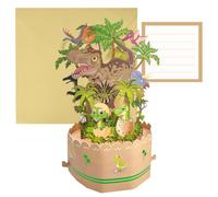 Dinosaur 3D Birthday Card Dinosaur Greeting Cards with Envelope Dino World Pop up Greeting Card Dino 3D Pop Up Birthday Cards for Boys Girls Friends Party
