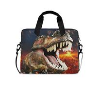Dinosaur 3D Boys 14 inch Computers Bags T Rex Dino Volcanic Disaster Kids 10 Sleeve Handbags for Secondary School Men 15.6 Briefcase