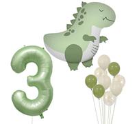 Dinosaur 3rd Birthday Decorations, Complete Dinosaur Theme 3rd Birthday Balloons Set, Funny DinosaurBalloon, Green Dino Party Decoration for Boys and Girls for 3 Years Old Kids BirthdayParty