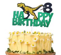 Dinosaur 8th Happy Birthday Cake Topper - Dino Theme Cake Decoration for Kids’ 8th Birthday for Boys & Girls Birthday Party Supplies