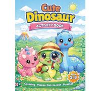 Dinosaur Activity Book for Kids: Coloring Pages, Mazes, Dot-to-Dot, Word Search & Fun Dino Games | Cute Kawaii Dinosaur Workbook for Boys and Girls Ages 3-8 (Lil Wombat Dino World)