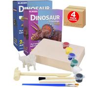 Dinosaur Activity Kit for Kids 2 in 1 Dig and Paint Educational Toy Digging Excavation Set with Tools Paints and Brushes STEM Paleontology Craft Jurassic Learning - 4 Pack - Electoys
