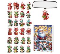Dinosaur Advent, 24 Days Christmas Countdown Dinosaur Calendar, 2D Flat Acrylic Collectible Ornaments for Teens Adults Daily Family Activity School Home Classroom Party