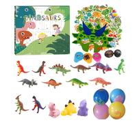 Dinosaur Advent - 24 Days Countdown Ornament Calendar for Family, School with Realistic Educational Toys, Dinosaur Animal Set for Boys, Girls, Kids, Teens, Adults, Home, Party, 10.63x10.63x1.3 Inches