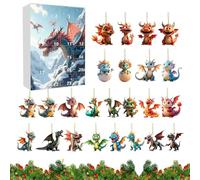 Dinosaur Advent - 2D Acrylic Christmas Tree Dinosaur Pendant | Tree Ornament Decoration Holiday Stocking Stuffers for Party Favors Dorm Home Bedroom Fireplace Living Room Office Car