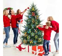 Dinosaur Advent Calendar - Set of Acrylic Ornaments 2D Alphabet | 24 Pieces Dinosaur Themed Pendant, For Christmas Decoration Men For Kids Children Storage