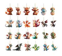 Dinosaur Advent - Cute Dinosaur Christmas Acrylic Flat Pendant | Tree Ornament Festive Holiday Stocking Stuffers for Fireplace Bedroom Home Dorm Office Backpack Living Room