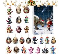 Dinosaur Adventt Calendar - Acrylic 26x18x3cm | Christmas Countdown Calendar 2025 With Dragon Figurine | Dinosaur Ornaments Adventt Calendarr 2025 For Tree, Window, Office, Car, Shops, Shelf