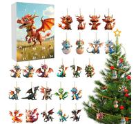 Dinosaur Adventt Calendar - Scratch-Resistant Finish, Christmas Countdown Calendar, Acrylic Flat Dinosaurr Christmas Acrylic Flat Pendant | Dinosaur Ornament for Holiday Celebration