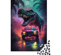 Dinosaur Adventure Jungle 1000 Piece Jigsaw Puzzle Paper for Adults Night Exploration Scene Puzzle Game for Family Relaxing Focus Home Gift 38x26cm/1000pcs