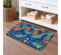Dinosaur Adventure Quick Dry Bath Mat, Colorful Cartoon Patterns Absorbent Non Slip Shower Mat, Playful Design Washable Bath Rugs for Bathroom Toilet Restroom Decorative 16x24 Inch