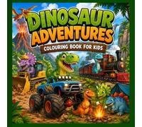 Dinosaur Adventures Coloring Book for Kids Ages 4-8: Fun Dinosaur Coloring Pages with Monster Trucks, Bulldozers, Trains, Volcanoes, Waterfalls & ... Stuffer for Boys and Girls Who Love Dinosaurs