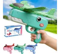 Dinosaur Airplane Launcher Toy - Foam Airplane Toy Set, 8'' Foam Glider Plane - Outdoor Flying Catapult Toy, 2 Flight Modes, Easy to Launch Foam Aircraft for 3-12 Year Old's Gift (Green)