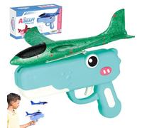 Dinosaur Airplane Launcher Toy for Kids,2026New 9.5'' 2in1 Foam Catapult Airplane Launcher Gun Toys,2 Flight Modes,Indoor/Outdoor Flying Glider Planes for Boy Girl 4/5/6/7/8/910/11/12 Year Old (Green)