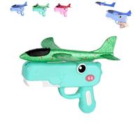 Dinosaur Airplane Launcher Toy for Kids - Foam Glider Airplane Set with Dual Flight Modes, Hand-Throw Launcher with Dinosaur Design for Indoor & Outdoor Flying Games (Green)