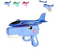 Dinosaur Airplane Launcher Toy for Kids - Foam Glider Airplane Set with Dual Flight Modes, Hand-Throw Launcher with Dinosaur Design for Indoor & Outdoor Flying Games (Blue)