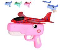 Dinosaur Airplane Launcher Toy for Kids - Foam Glider Airplane Set with Dual Flight Modes, Hand-Throw Launcher with Dinosaur Design for Indoor & Outdoor Flying Games (Pink)