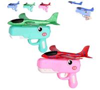 Dinosaur Airplane Launcher Toy for Kids - Foam Glider Airplane Set with Dual Flight Modes, Hand-Throw Launcher with Dinosaur Design for Indoor & Outdoor Flying Games (Pink+green)