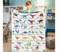 Dinosaur Alphabet Blanket, Dino Throw Blanket, Soft Cozy Flannel Dinosaur Blanket, Fluffy Fuzzy Jurassic Dinosaur Theme Fleece Blankets for Kids Child Toddler Girls Boys Gifts Sofa Couch, 101x127cm