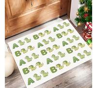 Dinosaur Alphabet Door Mats 60 X 90 Cm, Washable Indoor Doormat Tpr Non-Slip, Dirt Trapper Front Door Mat Inside, Cute Cartoon Super Absorbent Entrance Rug For Entryway, Pets And Dogs - Green