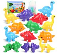 Dinosaur Alphabet Matching Game, 26 Double-Sided Letter Set for Uppercase & Lowercase Recognition, Montessori Learning Activity for Toddlers Ages 1-5, Fine Motor Skills Development
