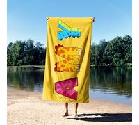 Dinosaur Alphabet Personalised Kids Towel - Custom Name Dino A-Z Letters Bath Towel - Soft & Absorbent - Toddler Gift for Boys & Girls - Fun Personalised Bathroom Towel