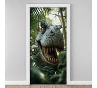 Dinosaur Ancient Animals Door Mural, Tyrannosaurus Rex Murals Stickers 90x200 cm, Jungle Predator 3D Door Stickers Vinyl Self-Adhesive Peel and Stick Bedroom Living Room Door Decoration F4f113