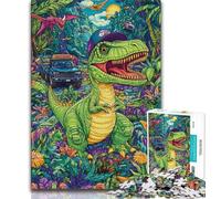 Dinosaur And Car 1000 Piece Jigsaw Puzzle for Adults And Teenagers,for Educational Game Challenge Toy Unique Home Decor And Gifts 38x26cm